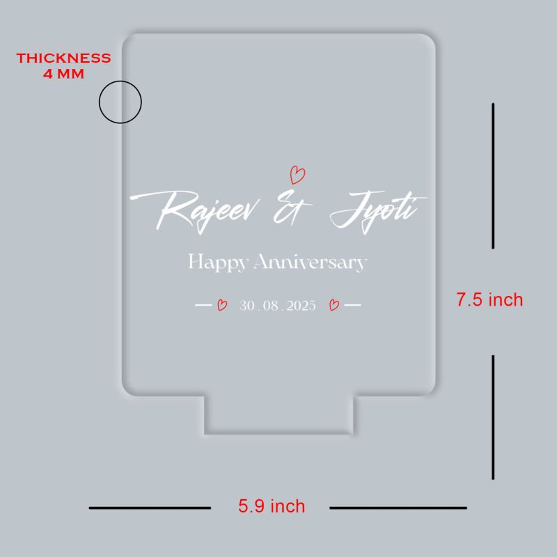 Personalized Couple Night Lamp Custom with Name & Date Bedside Table Lamp | Couple Gift Anniversary, Wedding, Marriage, Valentine Day Multicolored Light (Happy Anniversary)